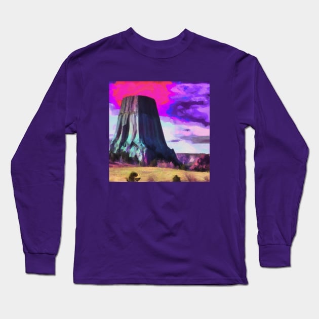 Devil's Tower in Wyoming Long Sleeve T-Shirt by Star Scrunch